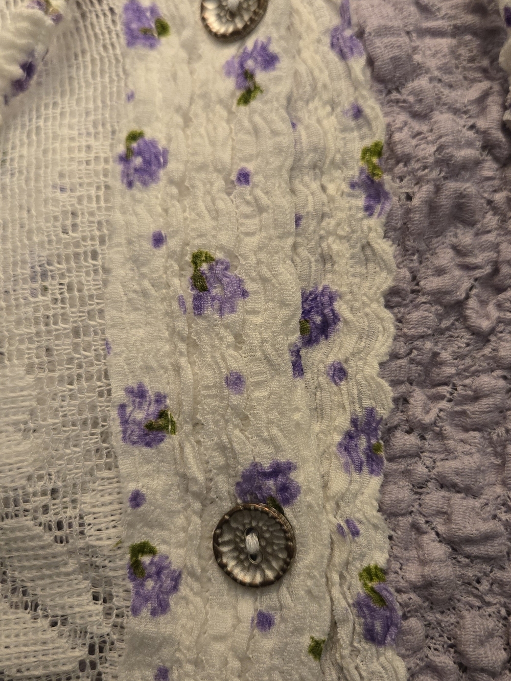 POL Lavender and Cream Floral Lace Button-Up Hoodie - Picture 9 of 9